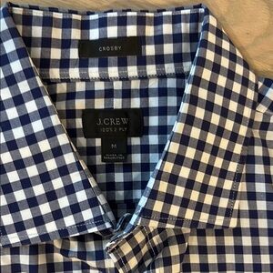 J. Crew Men's Cotton Navy & White Gingham Shirt Long Sleeves Button Down Size M